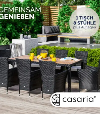 polyrattan gartenmöbel bali 9 tlg mit akazienholztisch