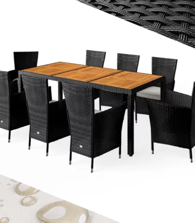 polyrattan gartenmöbel bali 9 tlg mit akazienholztisch