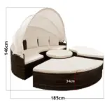 polyrattan sonneninsel Ø185cm in schwarz/creme