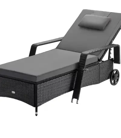 polyrattan sonnenliege schwarzanthrazit