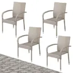 polyrattan stapelstuhl comfort 4er creme