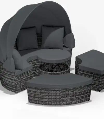 polyrattan sonneninsel Ø185cm in grau