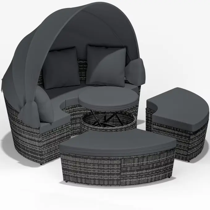 polyrattan sonneninsel Ø185cm in grau