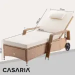polyrattan sonnenliege 193 x 90 x 43 cm creme/creme