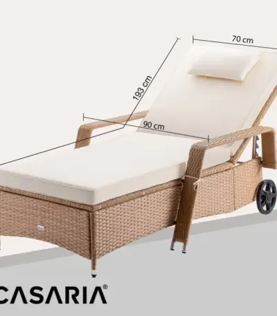 polyrattan sonnenliege 193 x 90 x 43 cm creme/creme