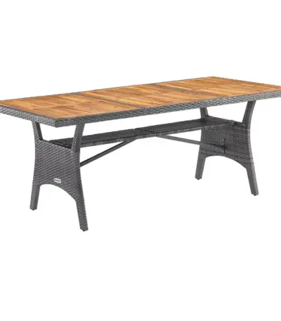 akazie gartentisch tk grau 190x90x74cm polyrattan