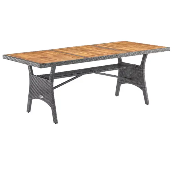 akazie gartentisch tk grau 190x90x74cm polyrattan