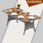 akazie gartentisch tk grau 190x90x74cm polyrattan