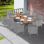 akazie gartentisch tk grau 190x90x74cm polyrattan