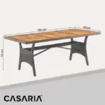 akazie gartentisch tk grau 190x90x74cm polyrattan