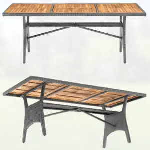 akazie gartentisch tk grau 190x90x74cm polyrattan