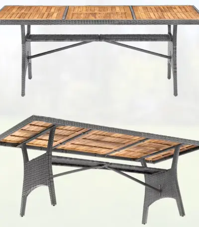 akazie gartentisch tk grau 190x90x74cm polyrattan