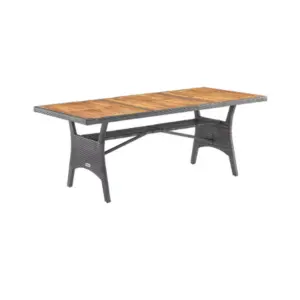 akazie gartentisch tk grau 190x90x74cm polyrattan