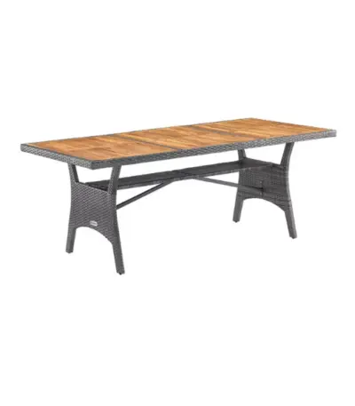 akazie gartentisch tk grau 190x90x74cm polyrattan