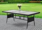 gartentisch polyrattan schwarz 190x90x75cm glas