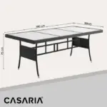 gartentisch polyrattan schwarz 190x90x75cm glas