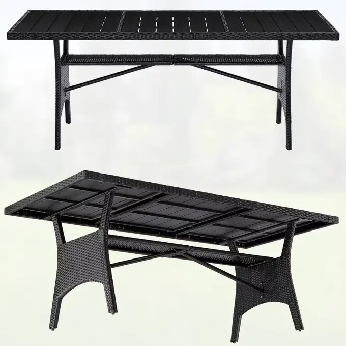 gartentisch schwarz tk polyrattan wpc 190x90x75cm