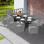 gartentisch schwarz tk polyrattan wpc 190x90x75cm