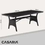 gartentisch schwarz tk polyrattan wpc 190x90x75cm