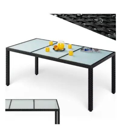 akazie gartentisch tk grau 190x90x74cm polyrattan