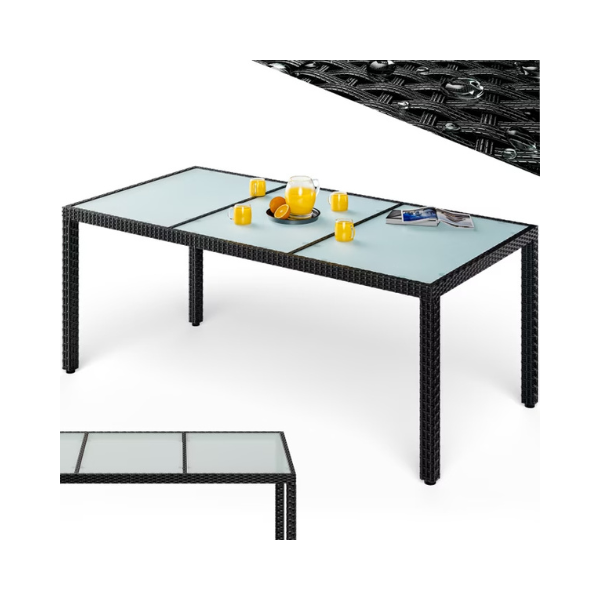 akazie gartentisch tk grau 190x90x74cm polyrattan