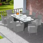 glas gartentisch polyrattan schwarz 190x90x74cm
