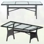 glas gartentisch polyrattan schwarz 190x90x74cm