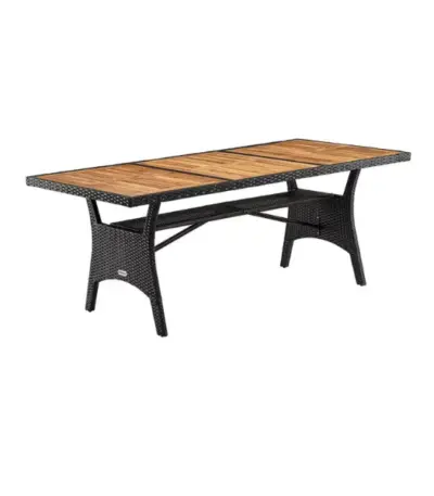 akazie gartentisch tk grau 190x90x74cm polyrattan