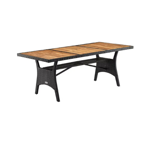 akazie gartentisch tk grau 190x90x74cm polyrattan