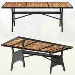 polyrattan gartentisch schwarz tk schwarz 190x90x74cm akazieholz