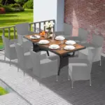 polyrattan gartentisch schwarz tk schwarz 190x90x74cm akazieholz