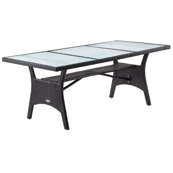 polyrattan gartentisch takeo braun 190x90x74cm glas