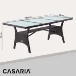 polyrattan gartentisch takeo braun 190x90x74cm glas