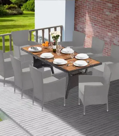 polyrattan gartentisch wpc tk 190x90x75cm braun