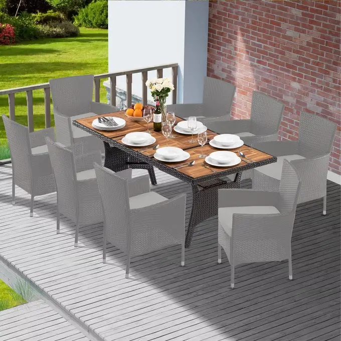 polyrattan gartentisch wpc tk 190x90x75cm braun