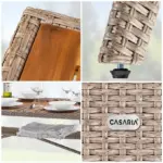 polyrattan gartentisch tk creme 190x90x74cm akazieholz