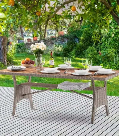 polyrattan gartentisch tk creme 190x90x74cm akazieholz