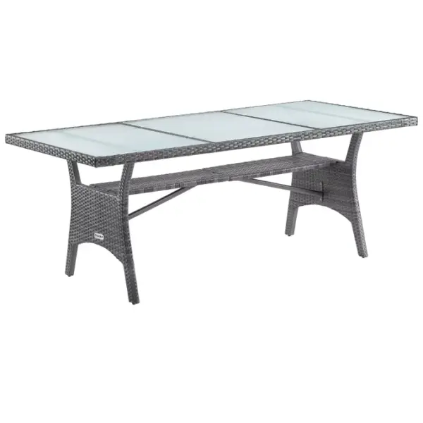 polyrattan gartentisch tk grau 190x90x74cm glasplatte