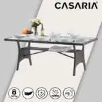 polyrattan gartentisch tk grau 190x90x74cm glasplatte