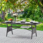 polyrattan gartentisch tk wpc grau 190x90x75cm