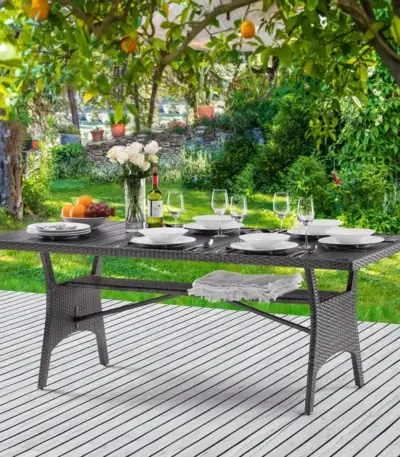 polyrattan gartentisch tk wpc grau 190x90x75cm