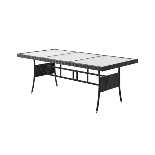akazie gartentisch tk grau 190x90x74cm polyrattan