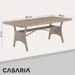 wpc gartentisch polyrattan creme 190x90x75cm