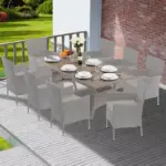 wpc gartentisch polyrattan creme 190x90x75cm