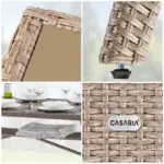 wpc gartentisch polyrattan creme 190x90x75cm